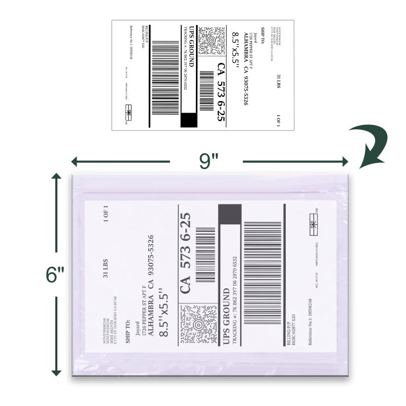 Tapsin 6''x9'' Clear Packing List Envelopes, Top Loading Shipping Label Envelopes Pouches, Adhesive Shipping Label Sleeves/Mailing Pouches for Shipping (50pcs) - Image 2